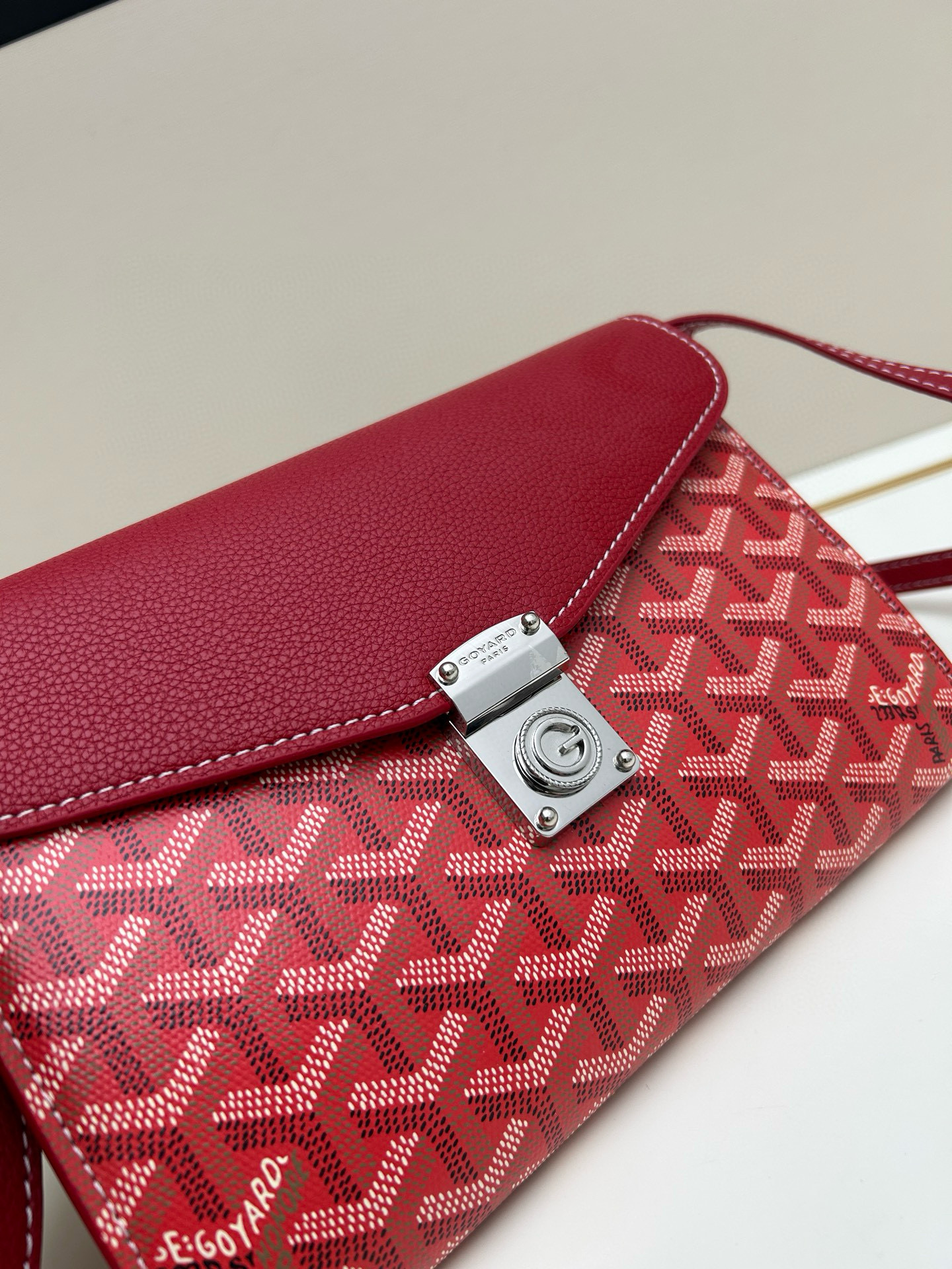 Goyard Red Goyardine Chypre Wallet-Pouch with Palladium Hardware