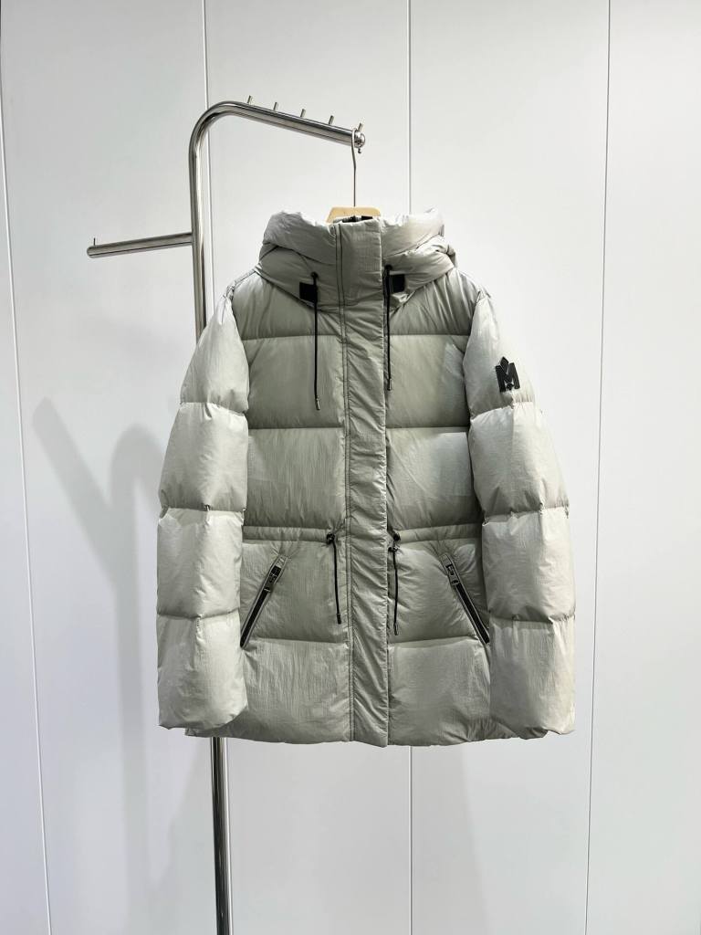 Mackage Freya Women's Down Jacket in a sleek silver color.