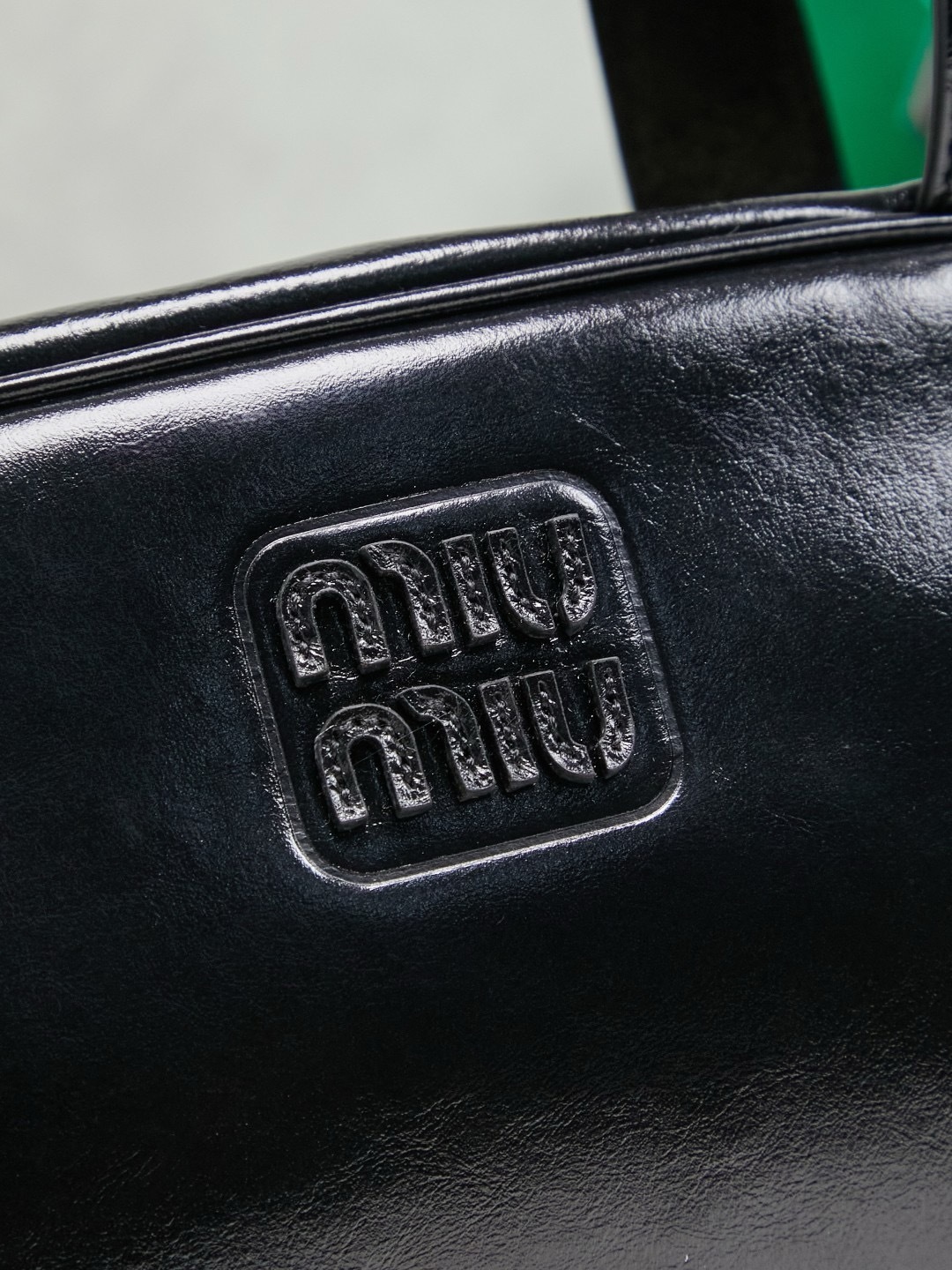 Miu Miu Black Leather Top Handle Boston Bag