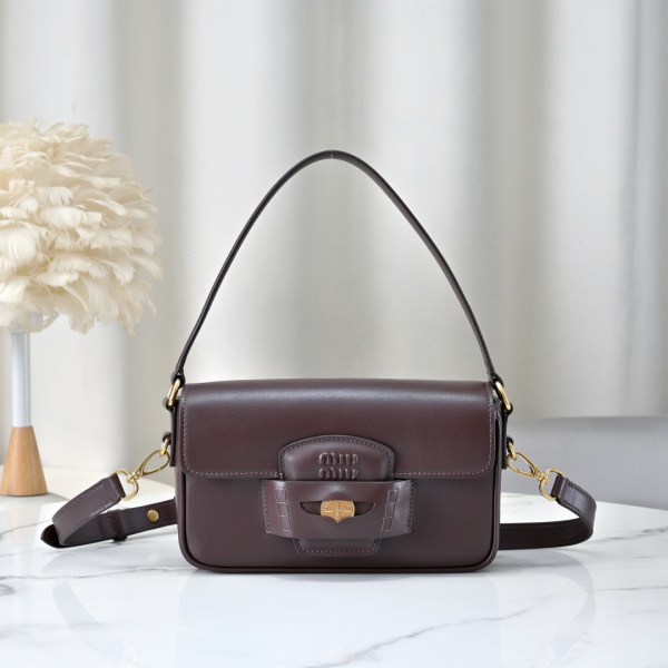 Miu Miu Brown Leather Flap Shoulder Bag