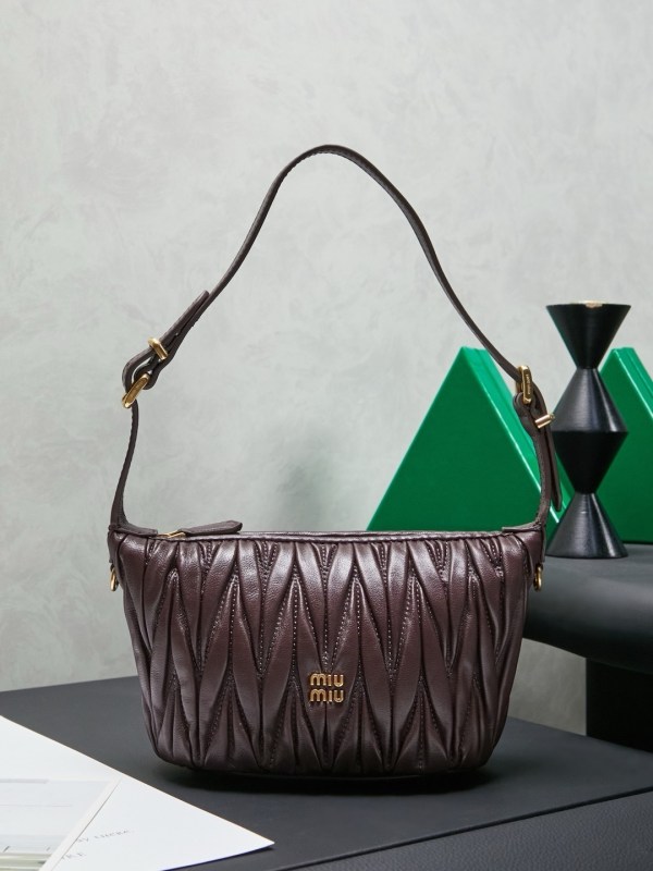 Miu Miu burgundy matelassé leather mini shoulder bag with gold logo