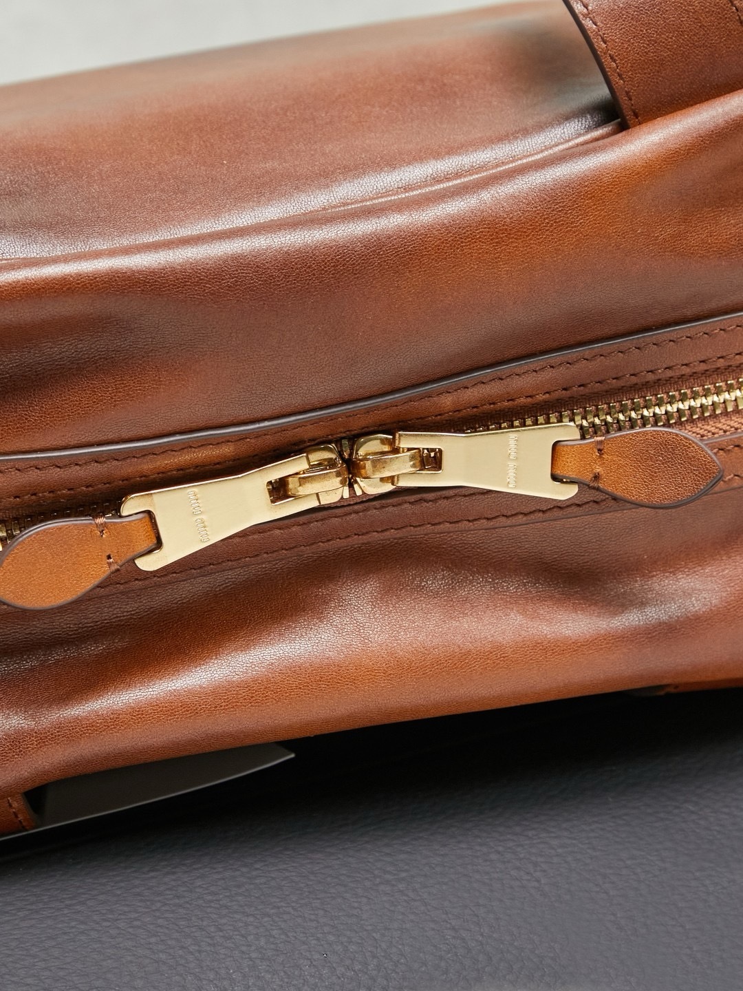 Miu Miu Tan Leather Top Handle Boston Bag