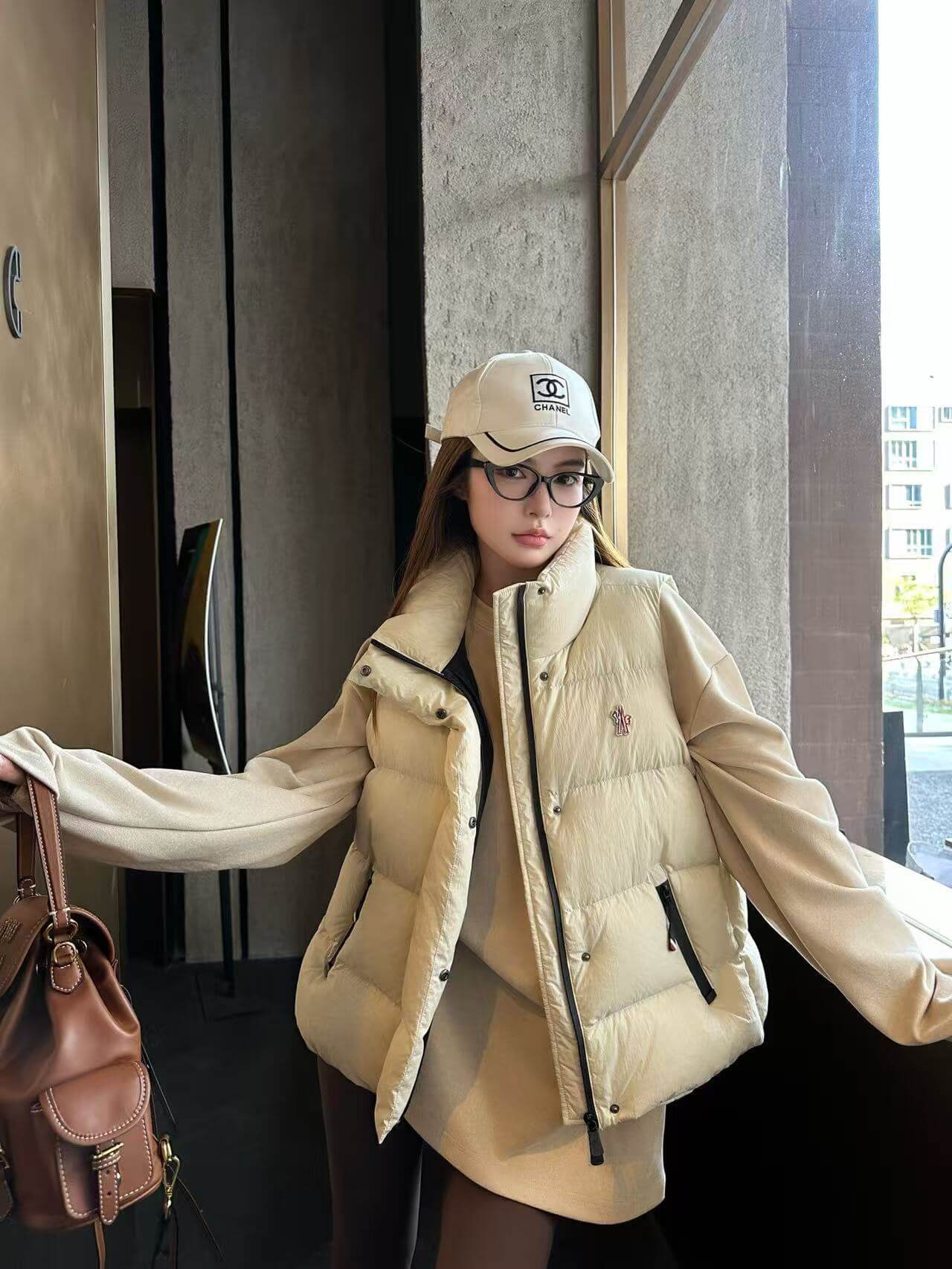 Moncler Luzule Puffer Vest in Cream - Image 13