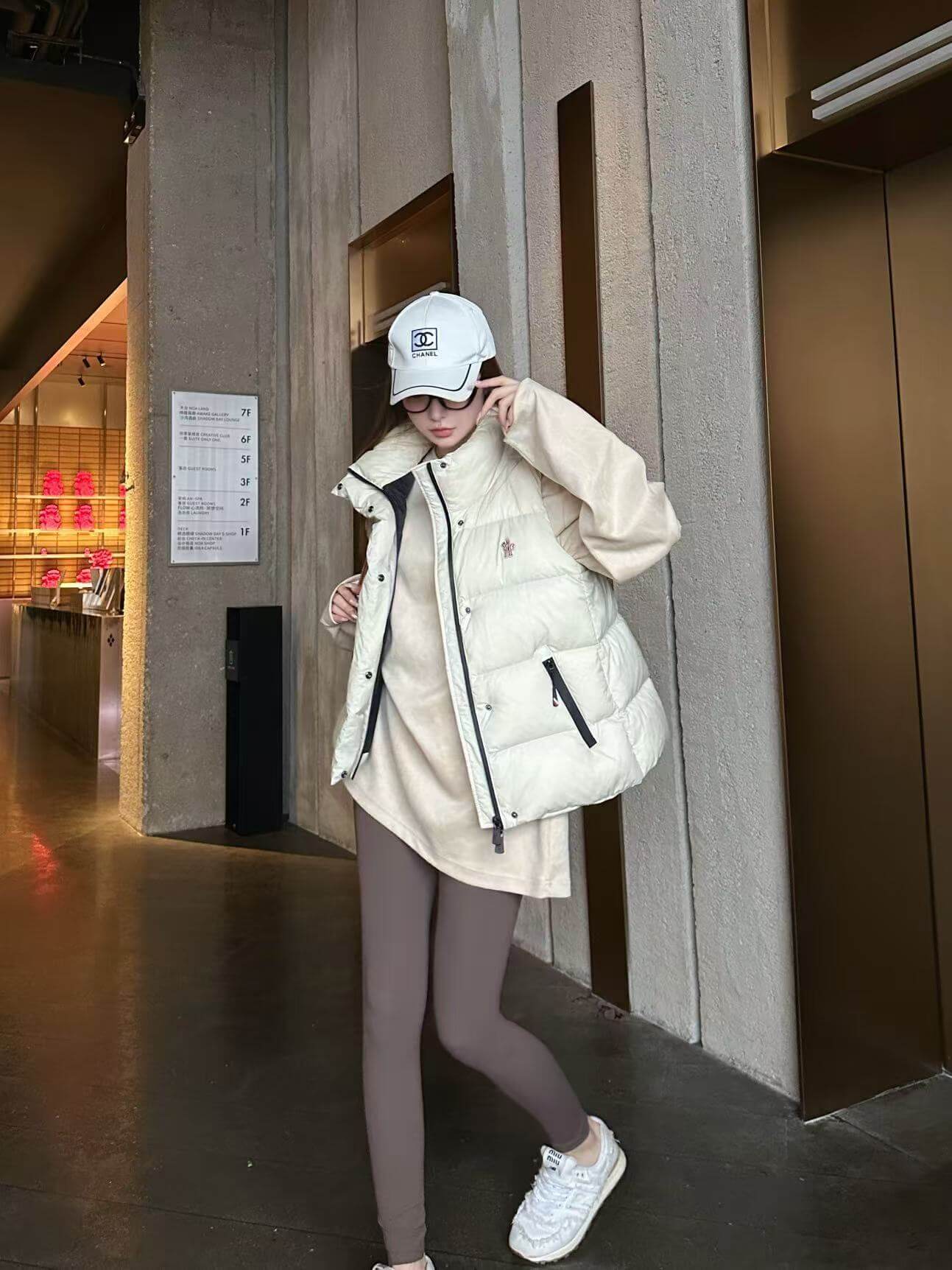 Moncler Luzule Puffer Vest in Cream - Image 14