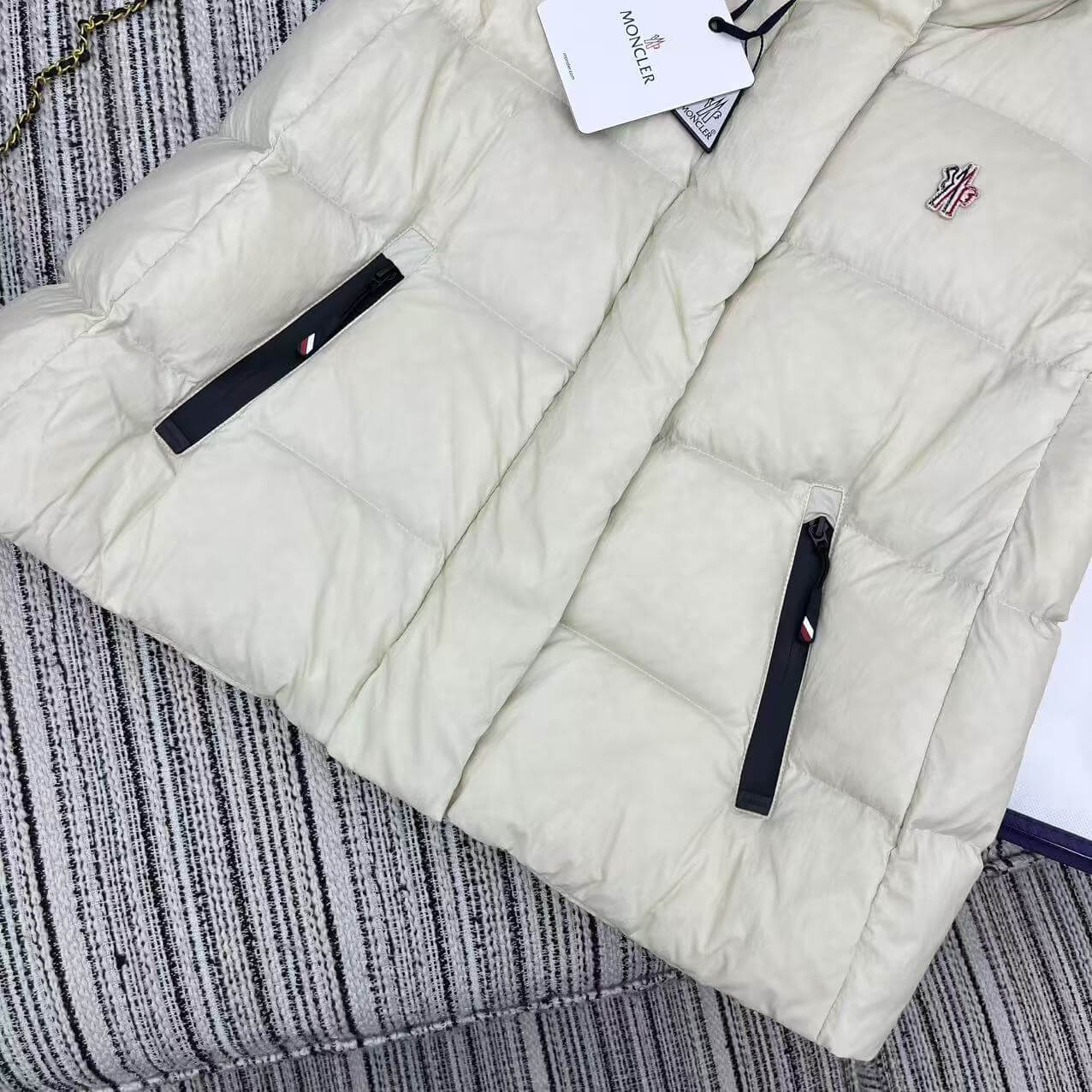 Moncler Luzule Puffer Vest in Cream - Image 6
