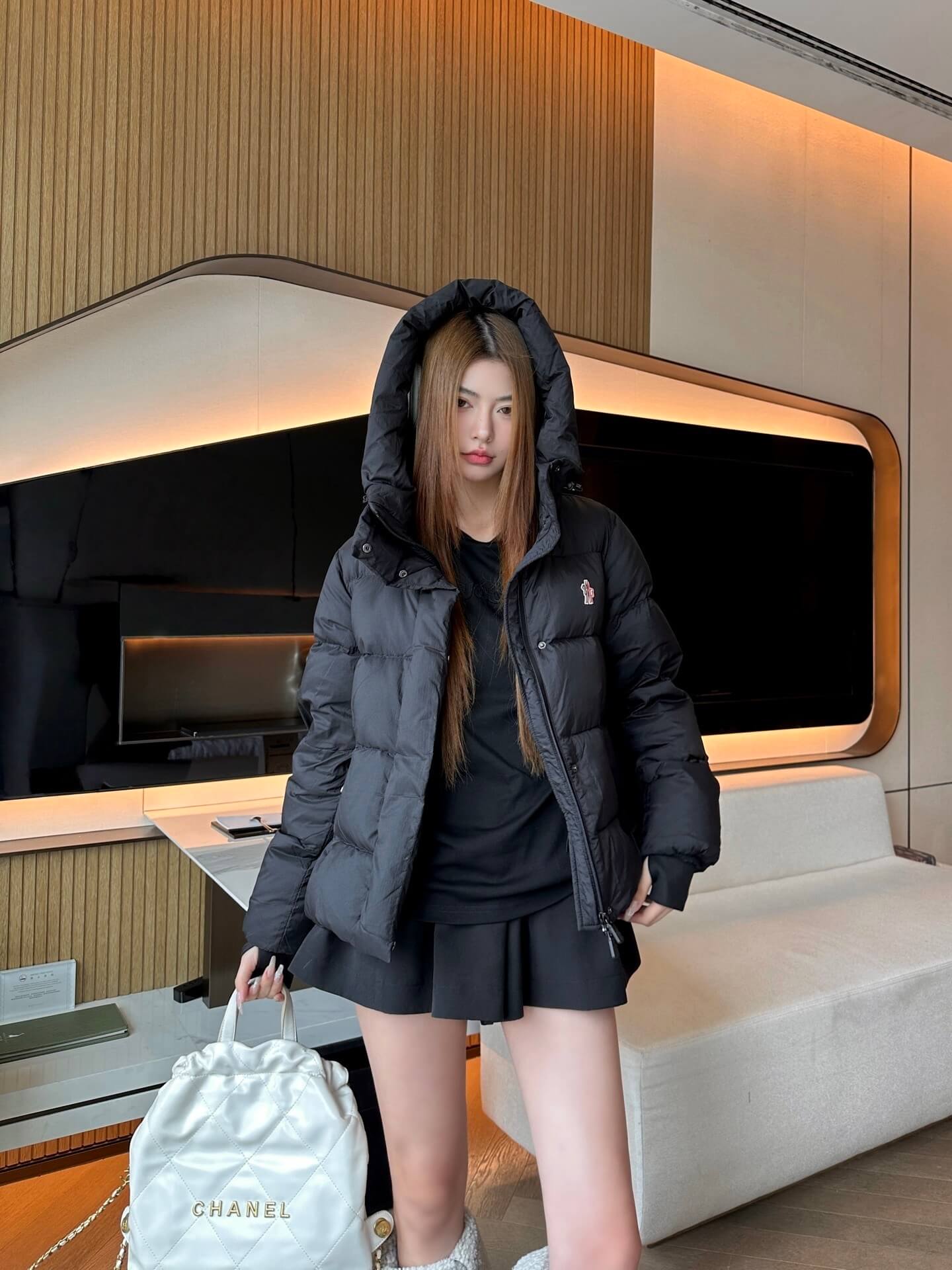 Moncler Black Hooded Down Jacket - Image 9