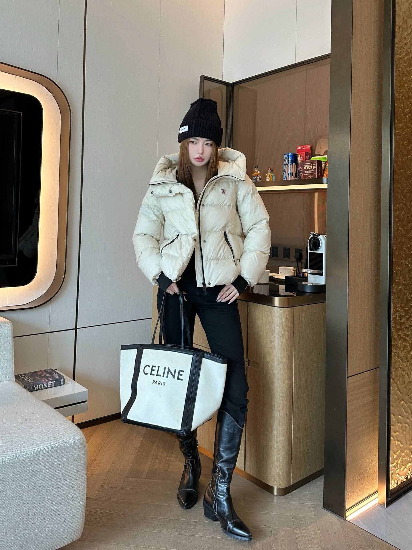 Moncler women's down jacket In Cream - Image 11