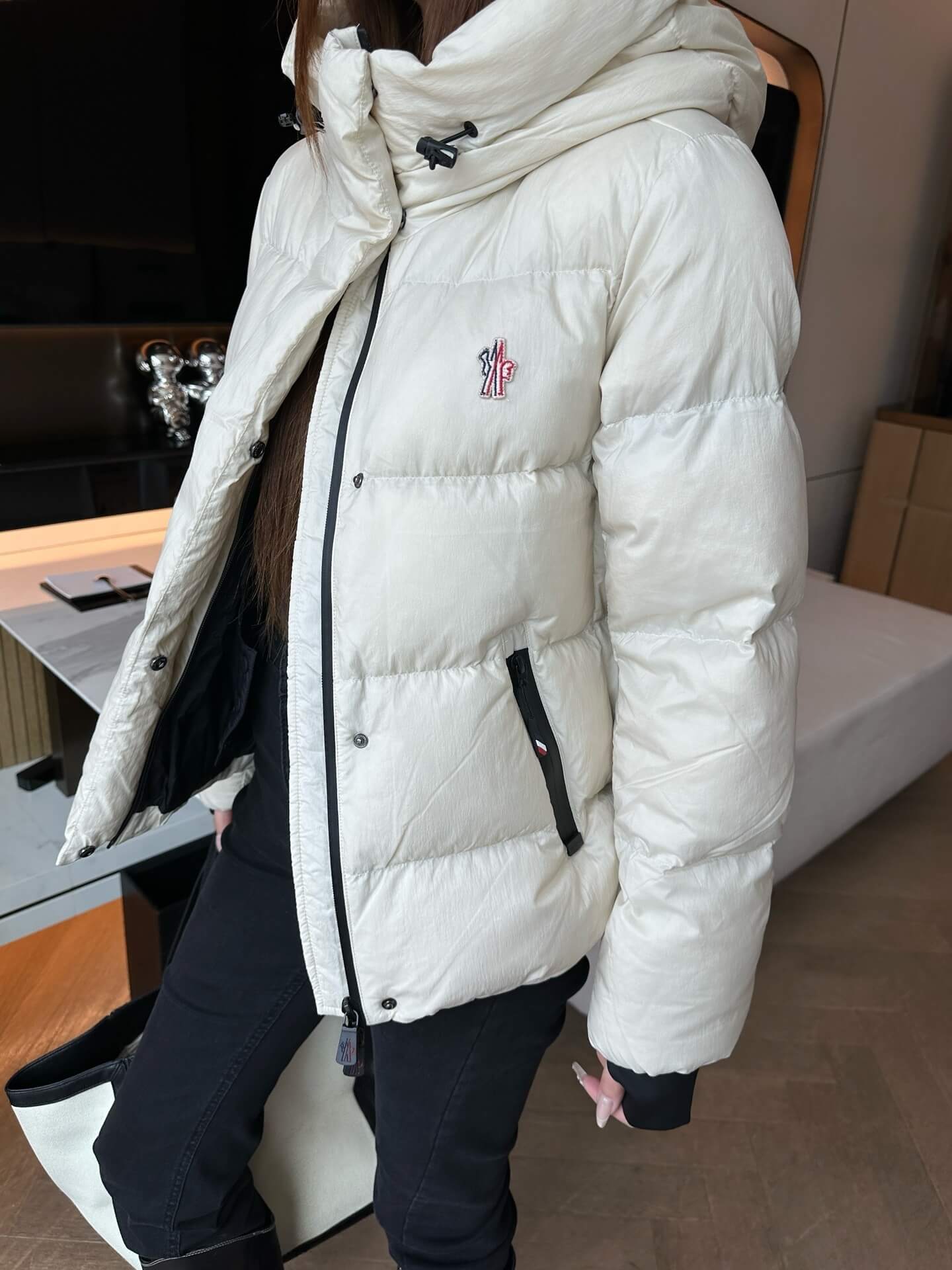 Moncler women's down jacket In Cream - Image 14