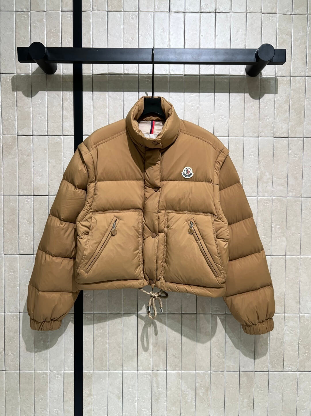 Moncler women's down jacket with detachable sleeves Brown - Image 2