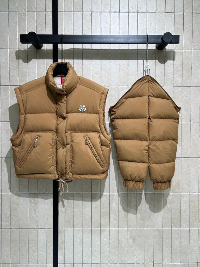Moncler women's down jacket with detachable sleeves Brown