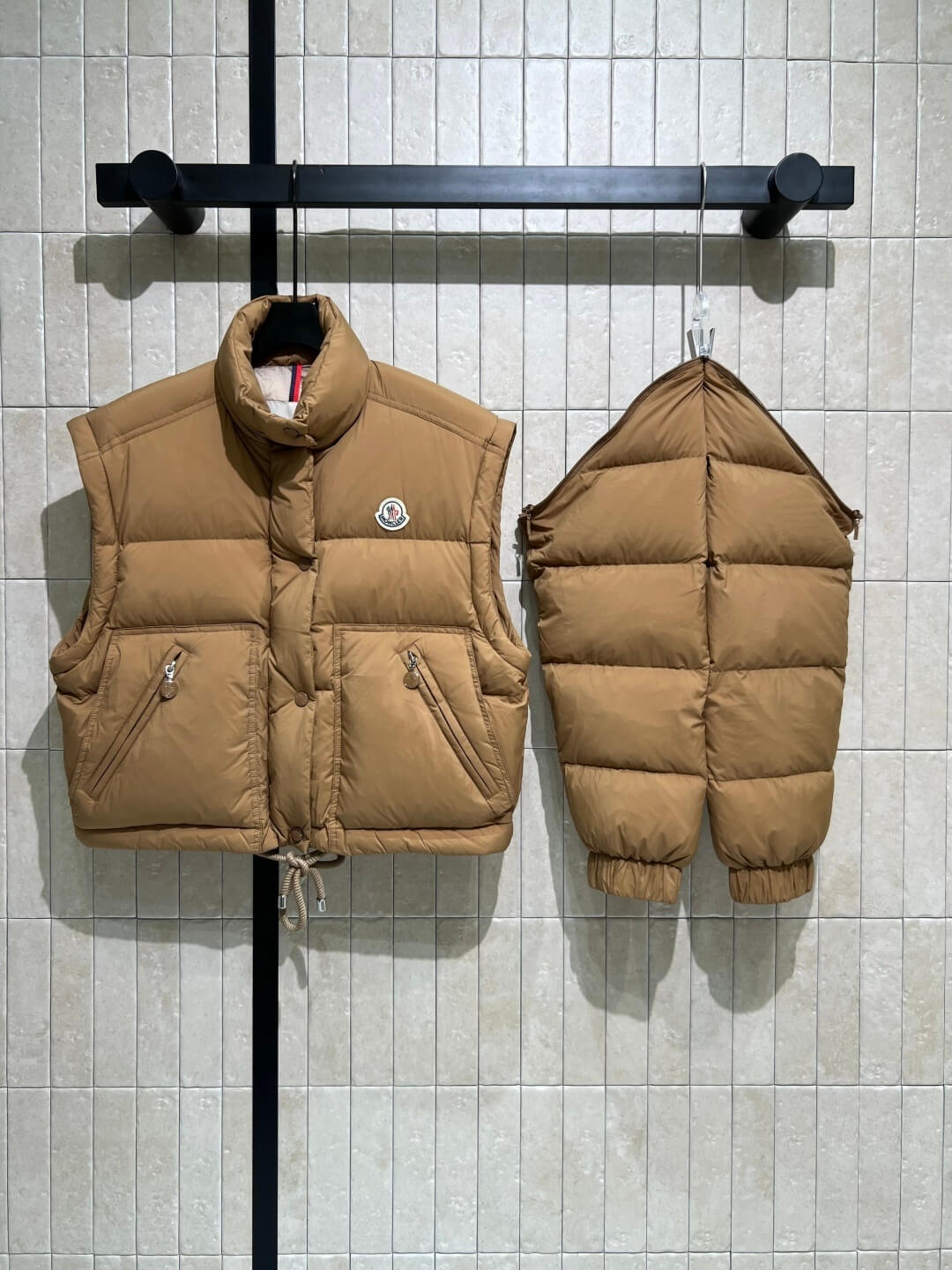 Moncler women's down jacket with detachable sleeves Brown