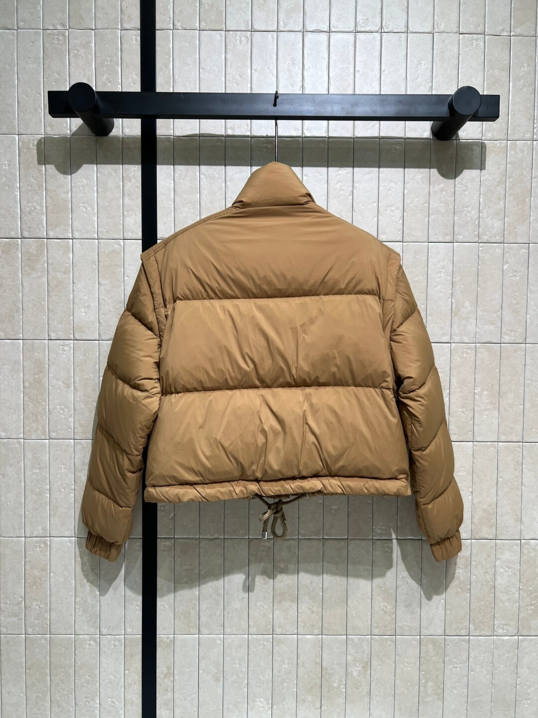 Moncler women's down jacket with detachable sleeves Brown - Image 8