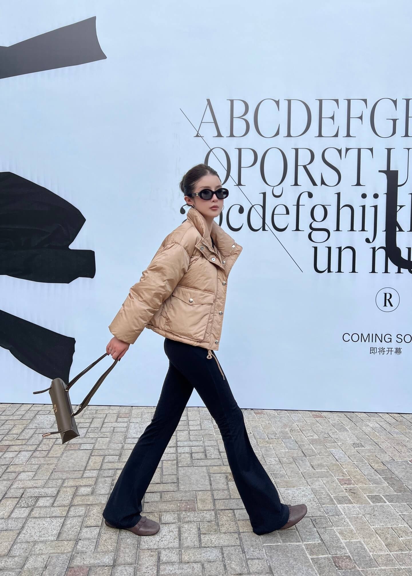 Prada Re-Nylon Cropped Down Jacket in Camel - Image 13