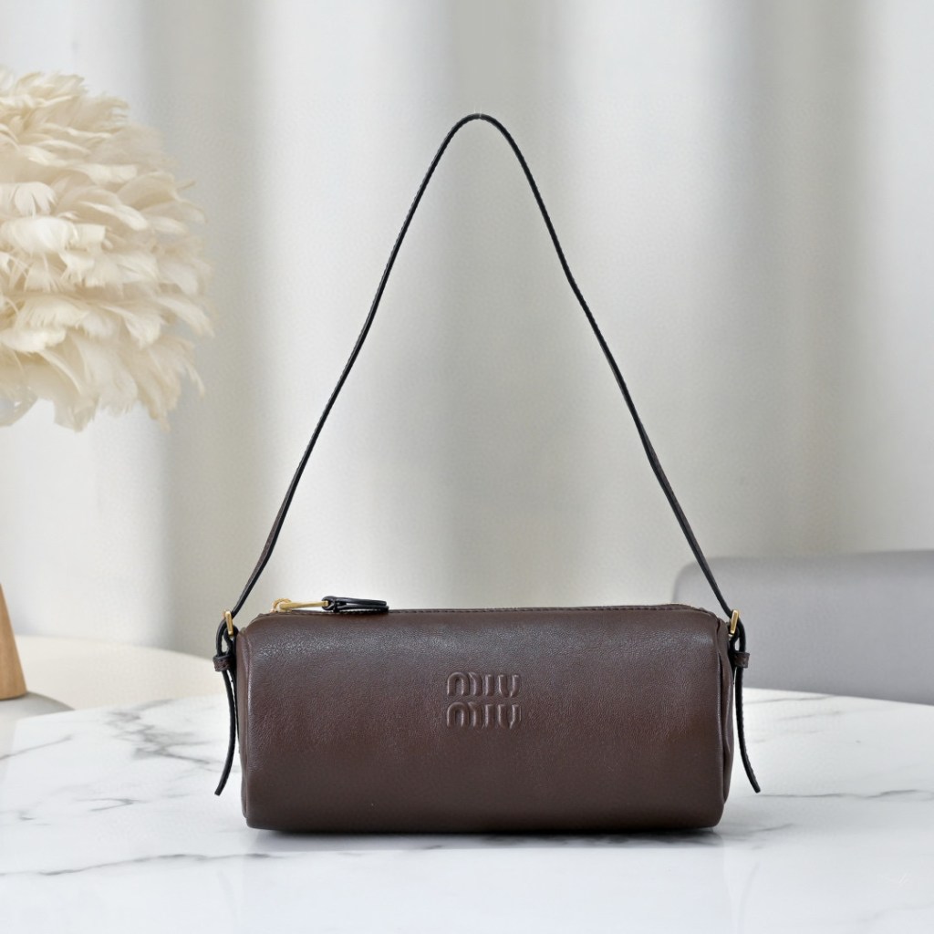 Miu Miu Brown Leather Cylinder Shoulder Bag