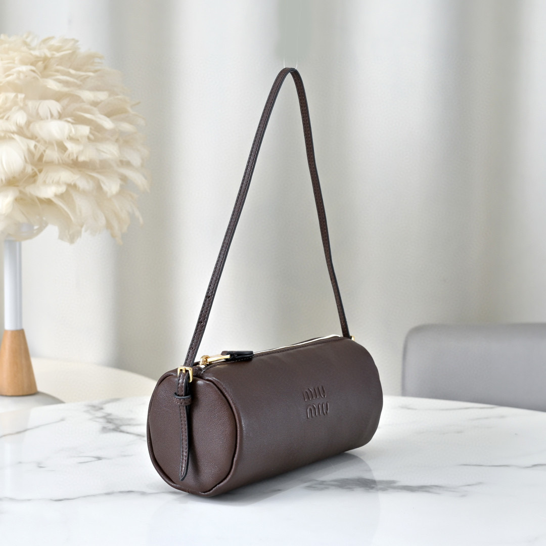 Miu Miu Brown Leather Cylinder Shoulder Bag