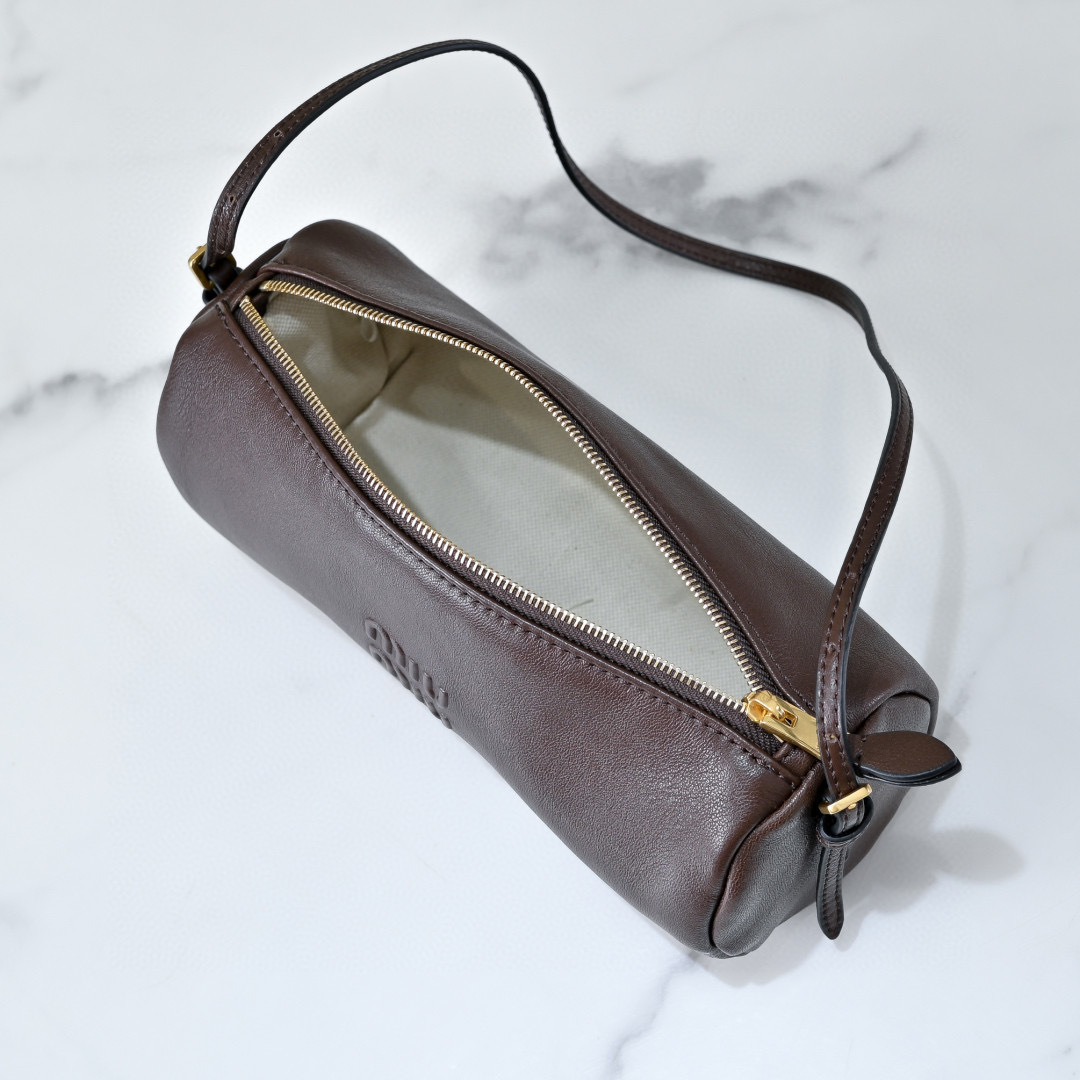 Miu Miu Brown Leather Cylinder Shoulder Bag
