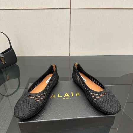 Alaïa Crochet Black Ballet Flats
