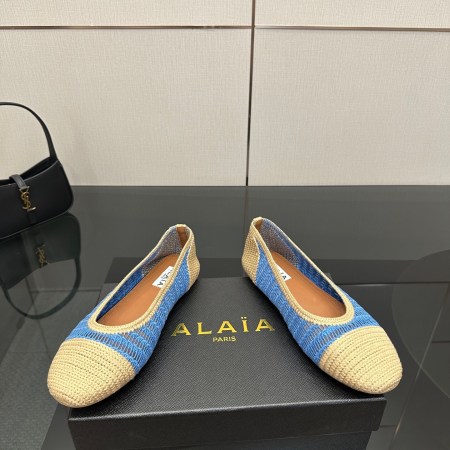 Alaïa Crochet Blue & Beige Ballet Flats