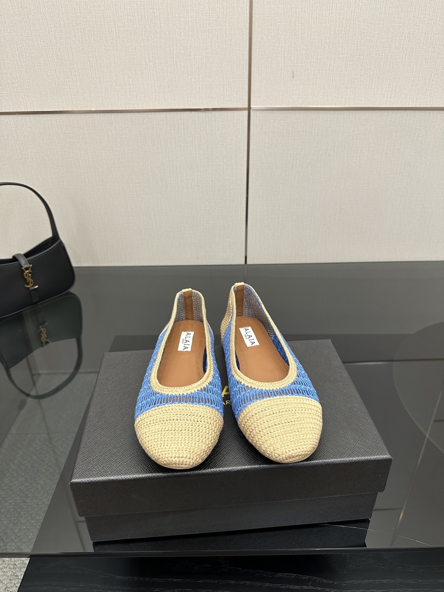 Alaïa Crochet Blue & Beige Ballet Flats - Image 10