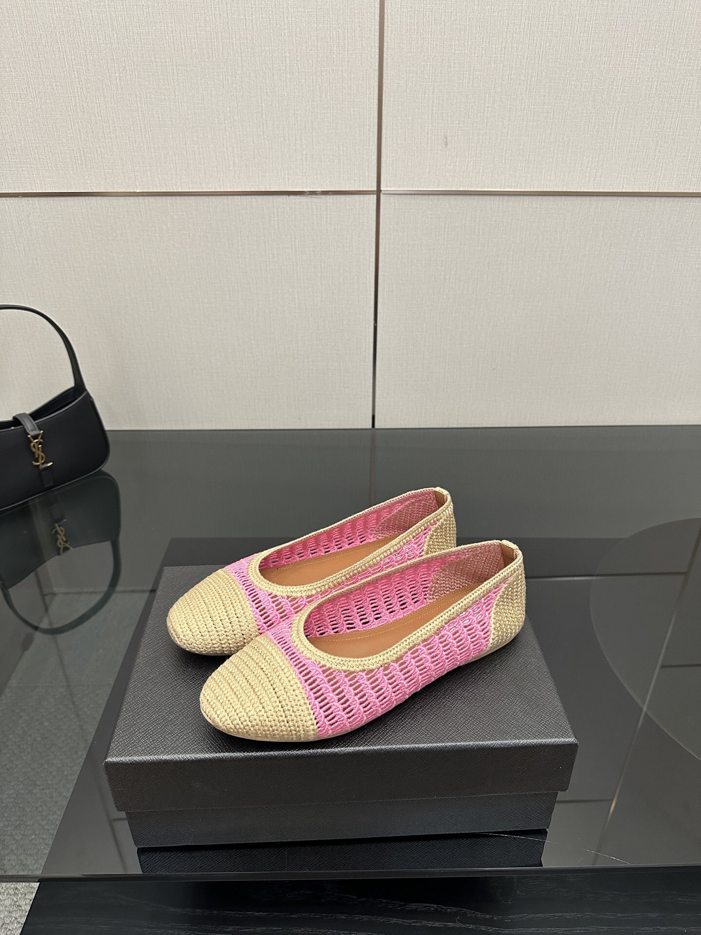 Alaïa Crochet Pink and Beige Ballet Flats - Image 8