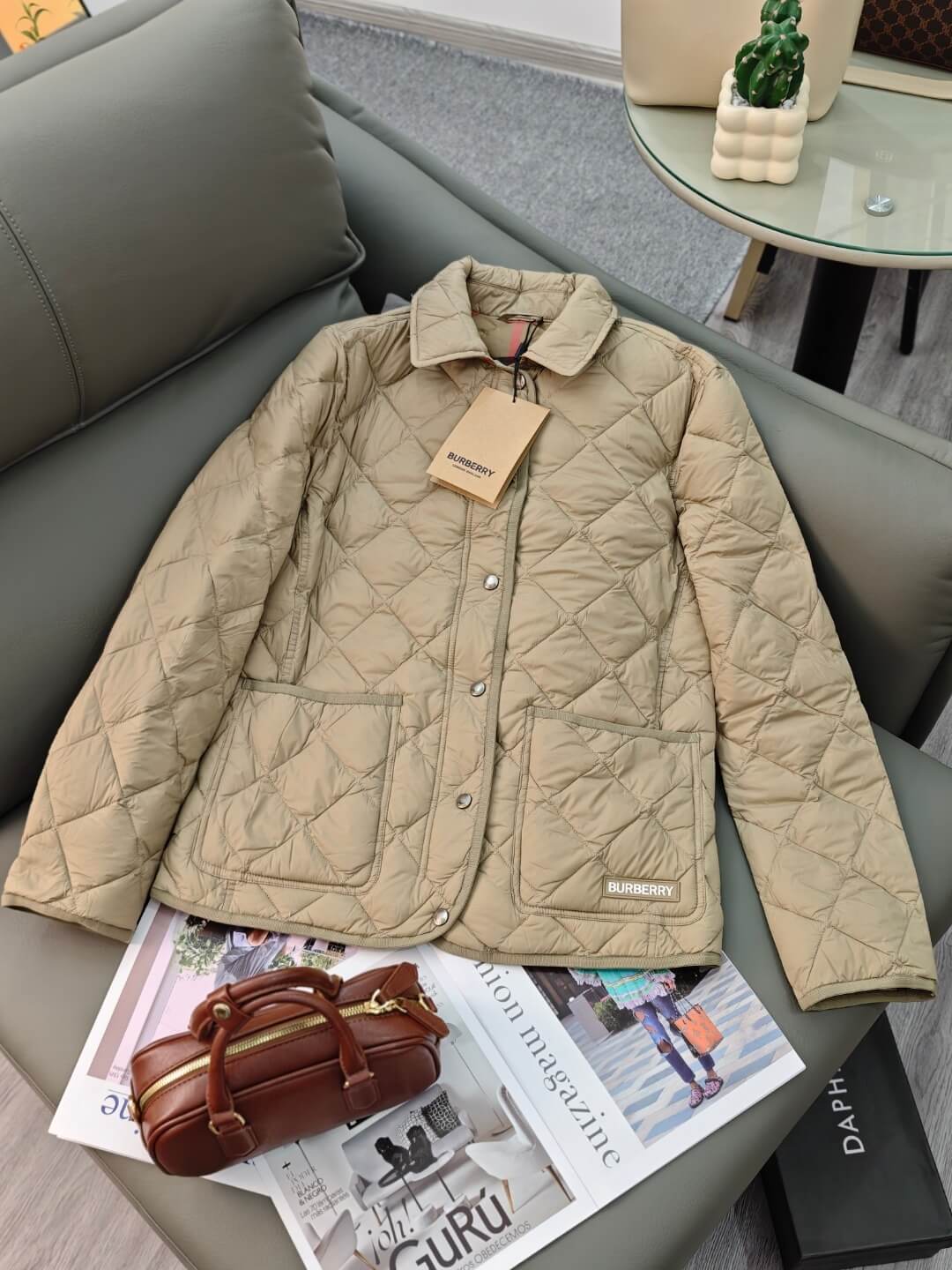 Burberry Dalry Quilted Jacket in a beautiful beige.