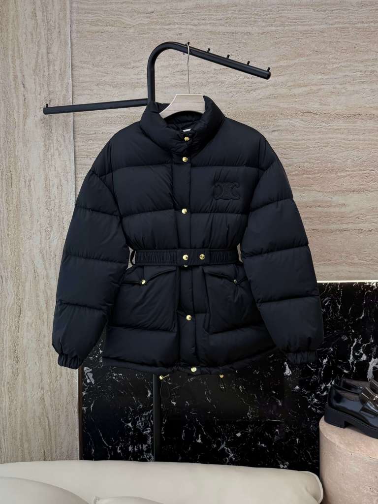 Celine puffer women's waist down jacket- Black