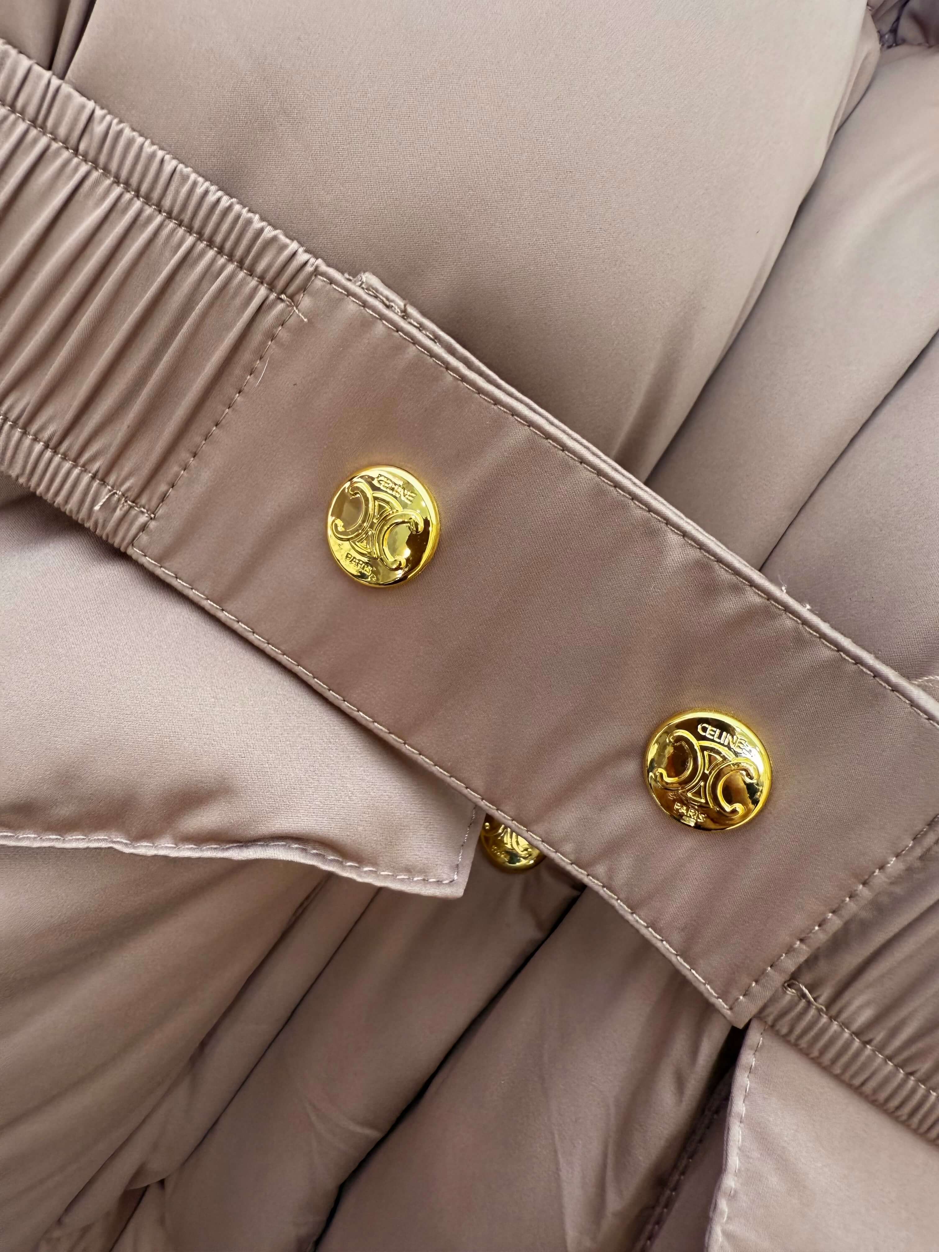 Celine Puffer Jacket with a belted waist in a light brown - Image 6