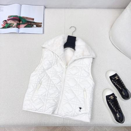 Christian Dior check quilted padded vest double-sided wear- White