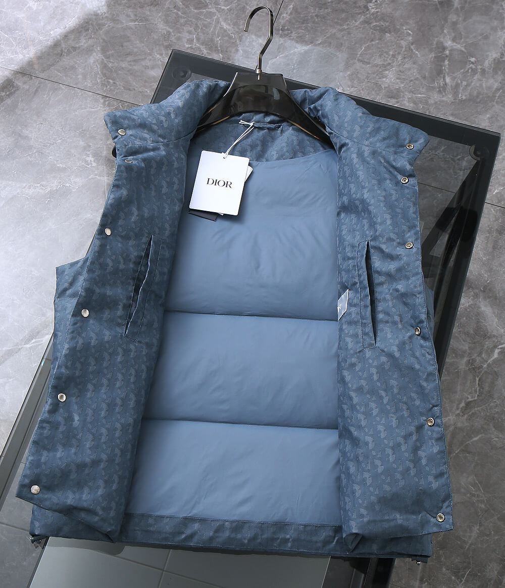 Dior Oblique Lightweight Puffer Vest- Blue - Image 5
