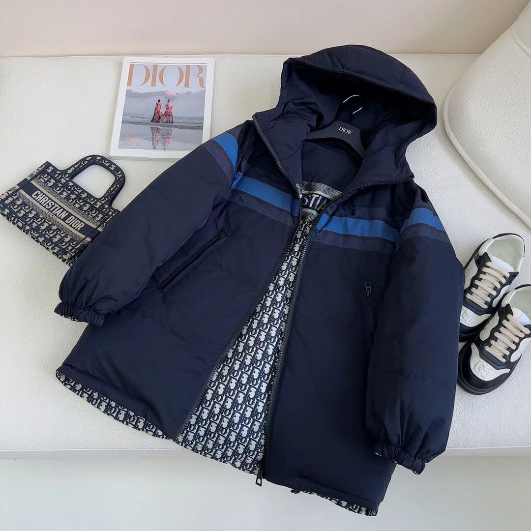 Dior Reversible Puffer women's Hooded down Jacket- Blue - Image 7