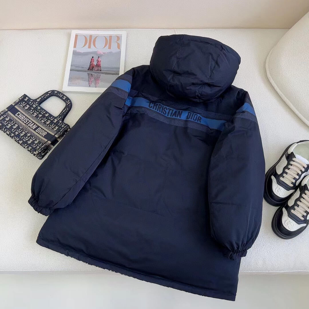 Dior Reversible Puffer women's Hooded down Jacket- Blue - Image 9