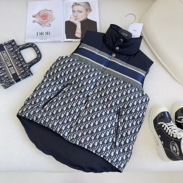 Dior Reversible Puffer women's down Vest- Blue