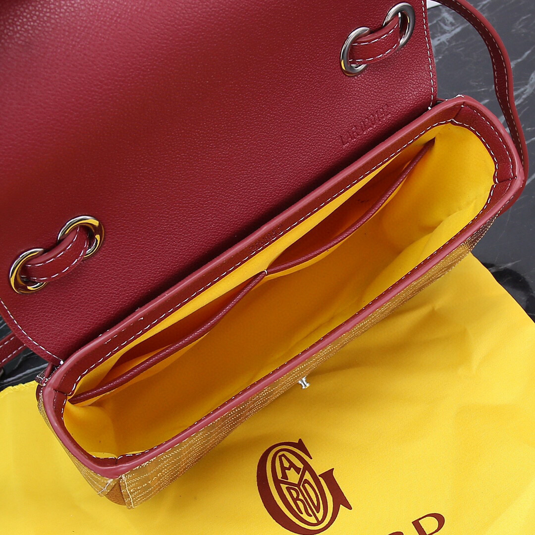 Goyard 233 PM Shoulder Bag in red with gold oval clasp.