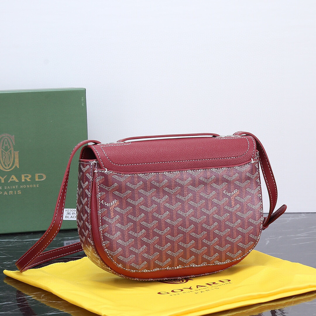 Goyard 233 PM Shoulder Bag in red with gold oval clasp.