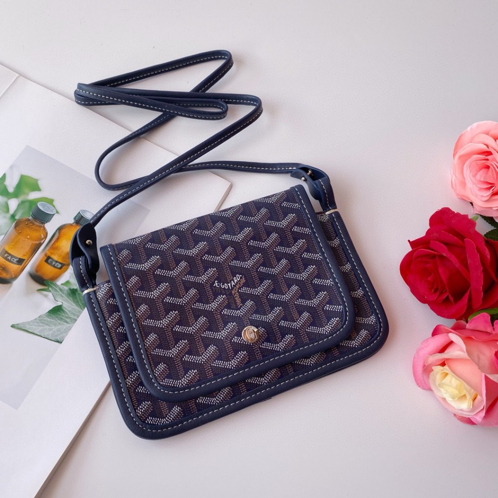 Goyard Plumet Navy Goyardine Canvas Crossbody Bag