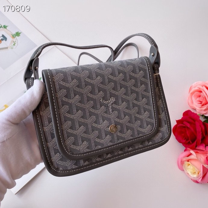 Goyard Plumet Grey Goyardine Canvas Crossbody Bag