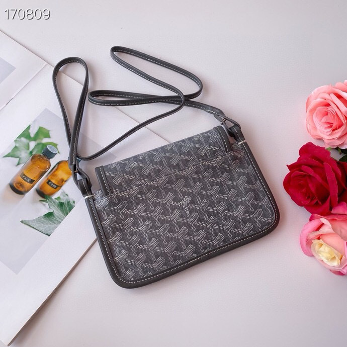 Goyard Plumet Grey Goyardine Canvas Crossbody Bag