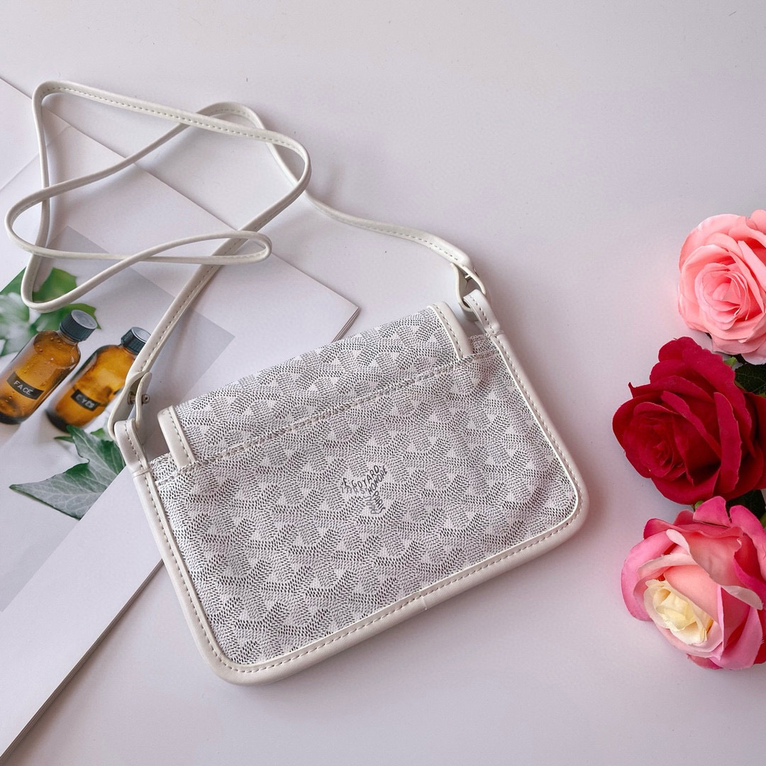 Goyard Plumet White Goyardine Canvas Crossbody Bag