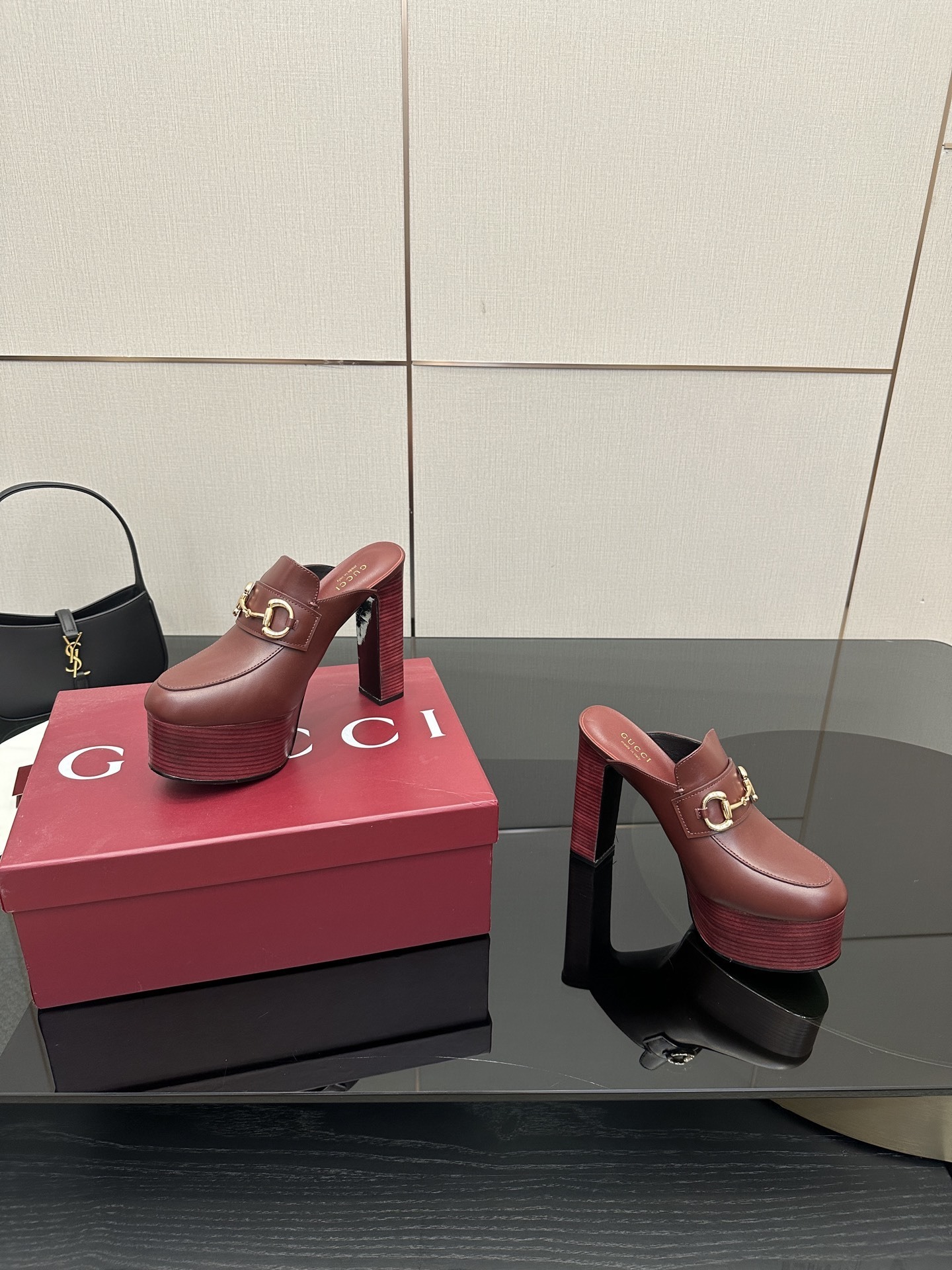 Gucci Red Platform Mule with Horsebit - Image 2