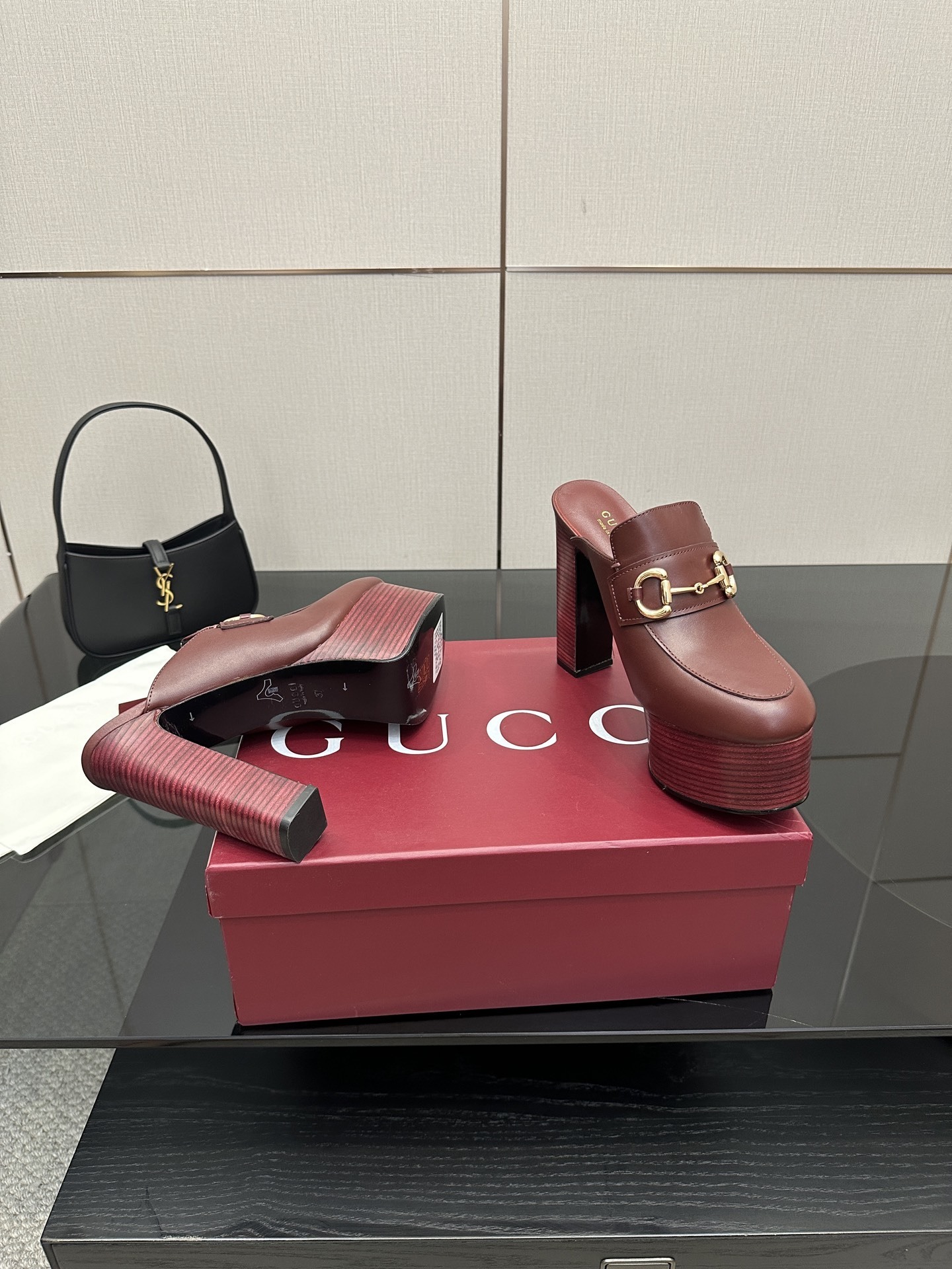 Gucci Red Platform Mule with Horsebit - Image 4