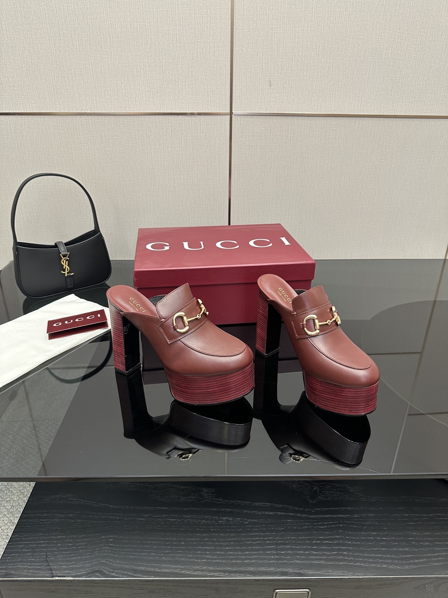 Gucci Red Platform Mule with Horsebit
