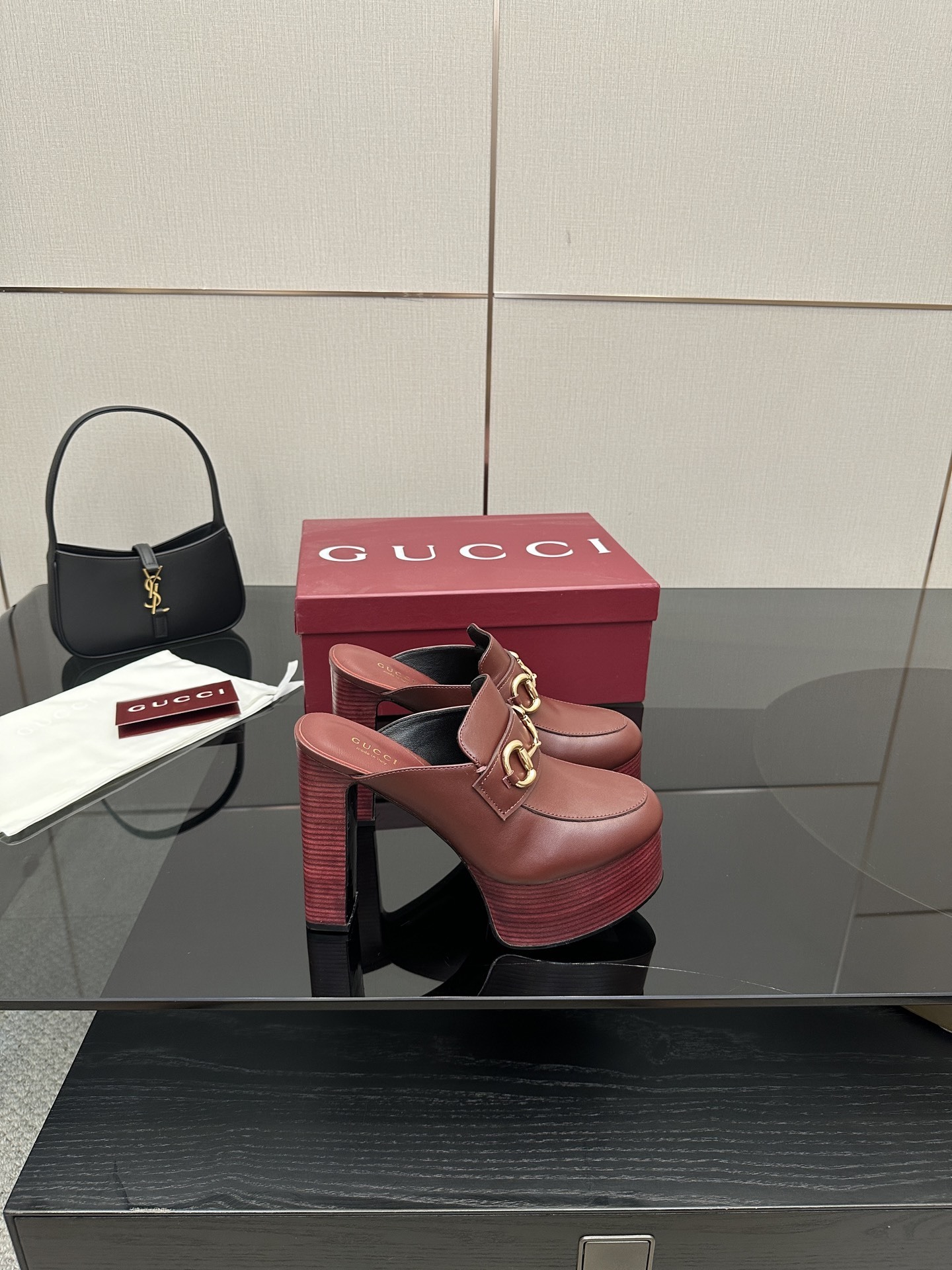 Gucci Red Platform Mule with Horsebit - Image 8