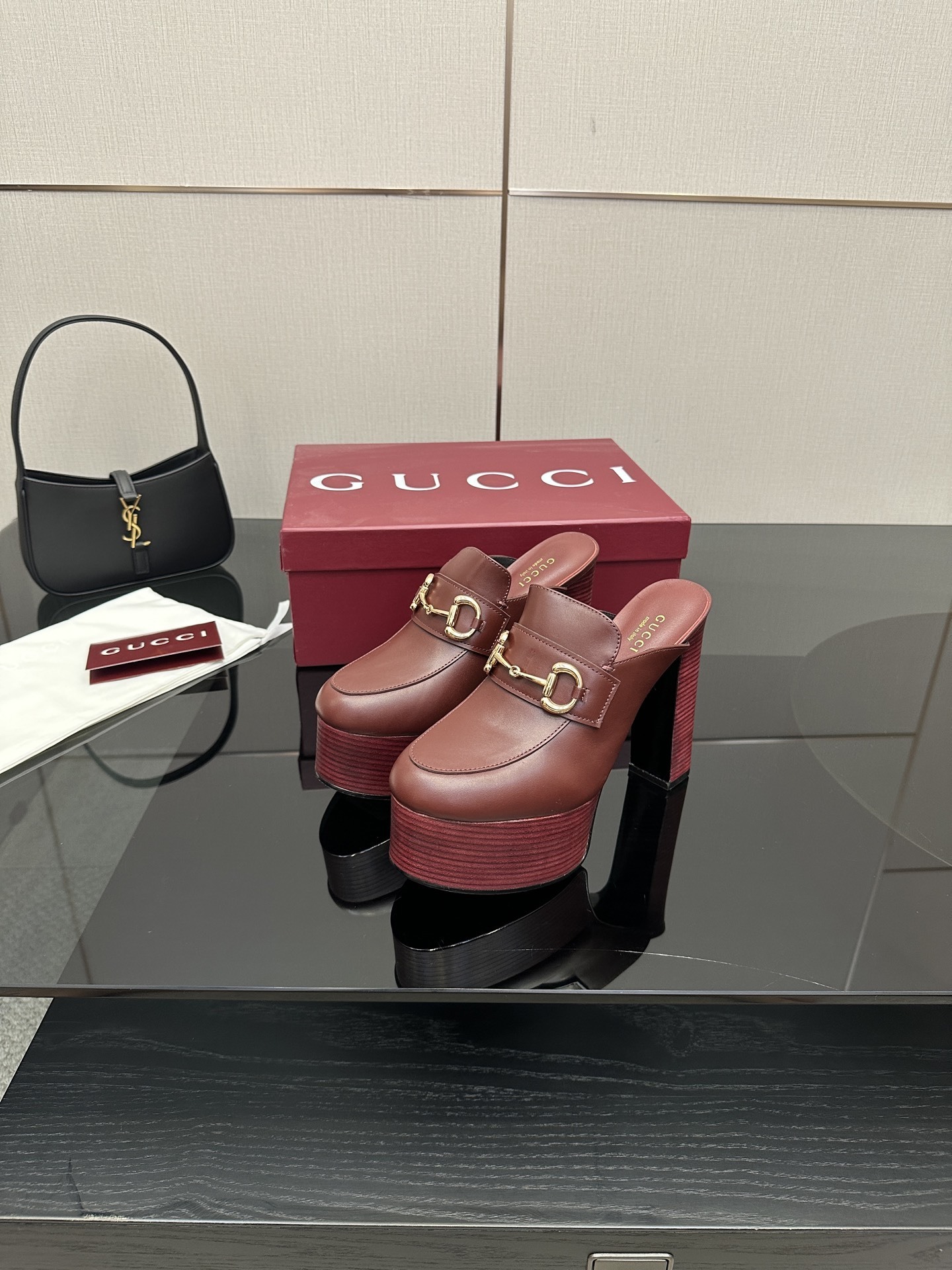 Gucci Red Platform Mule with Horsebit - Image 9
