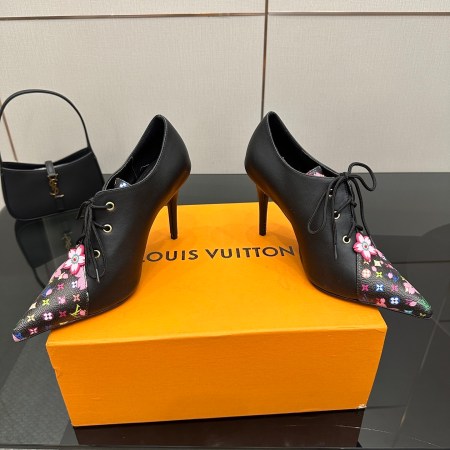 Louis Vuitton Night Bloom Black Lace-Up Pumps