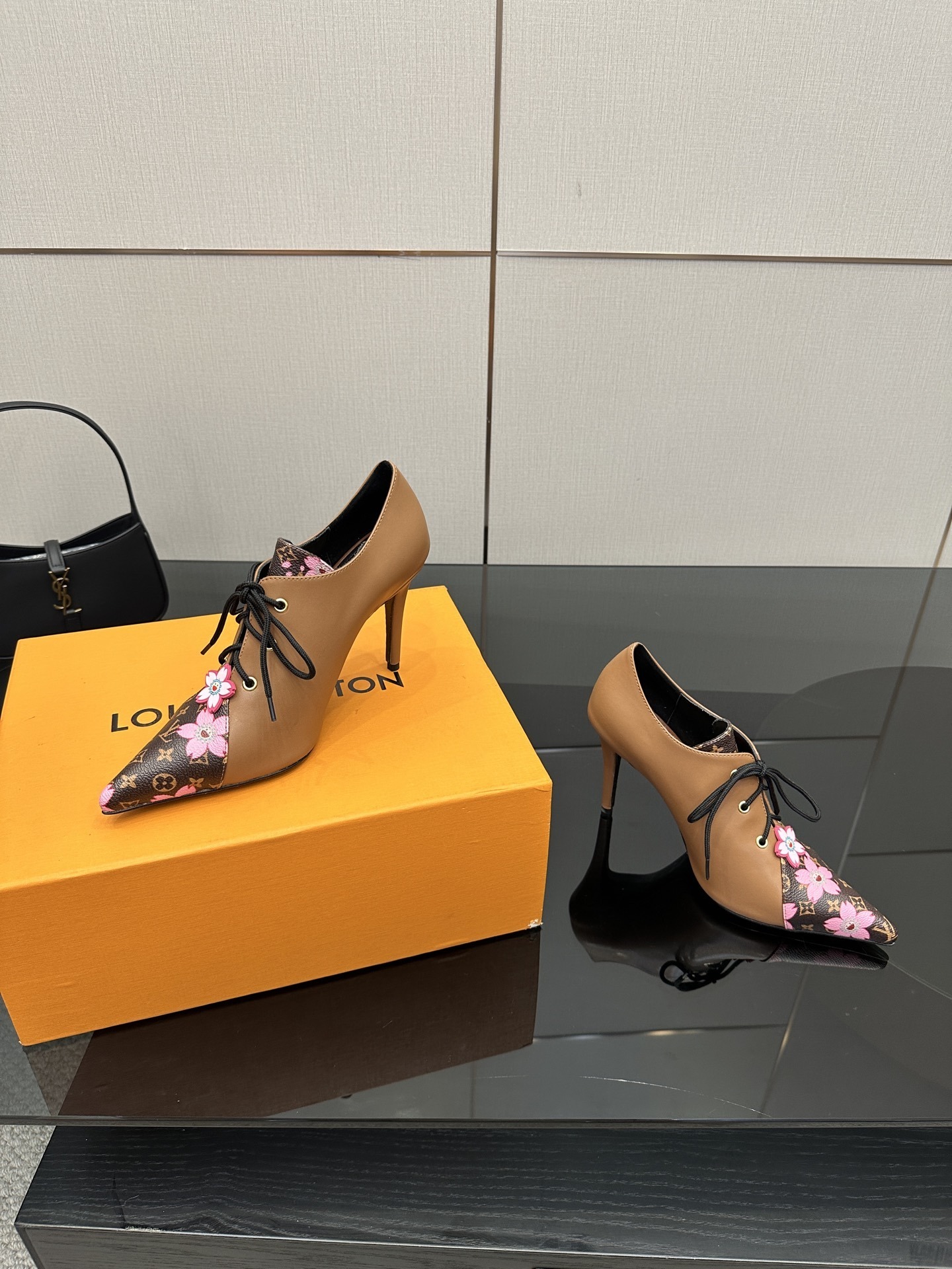 Louis Vuitton Night Bloom Brown Lace-Up Pumps - Image 3