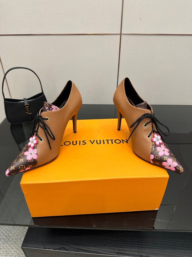 Louis Vuitton Night Bloom Brown Lace-Up Pumps