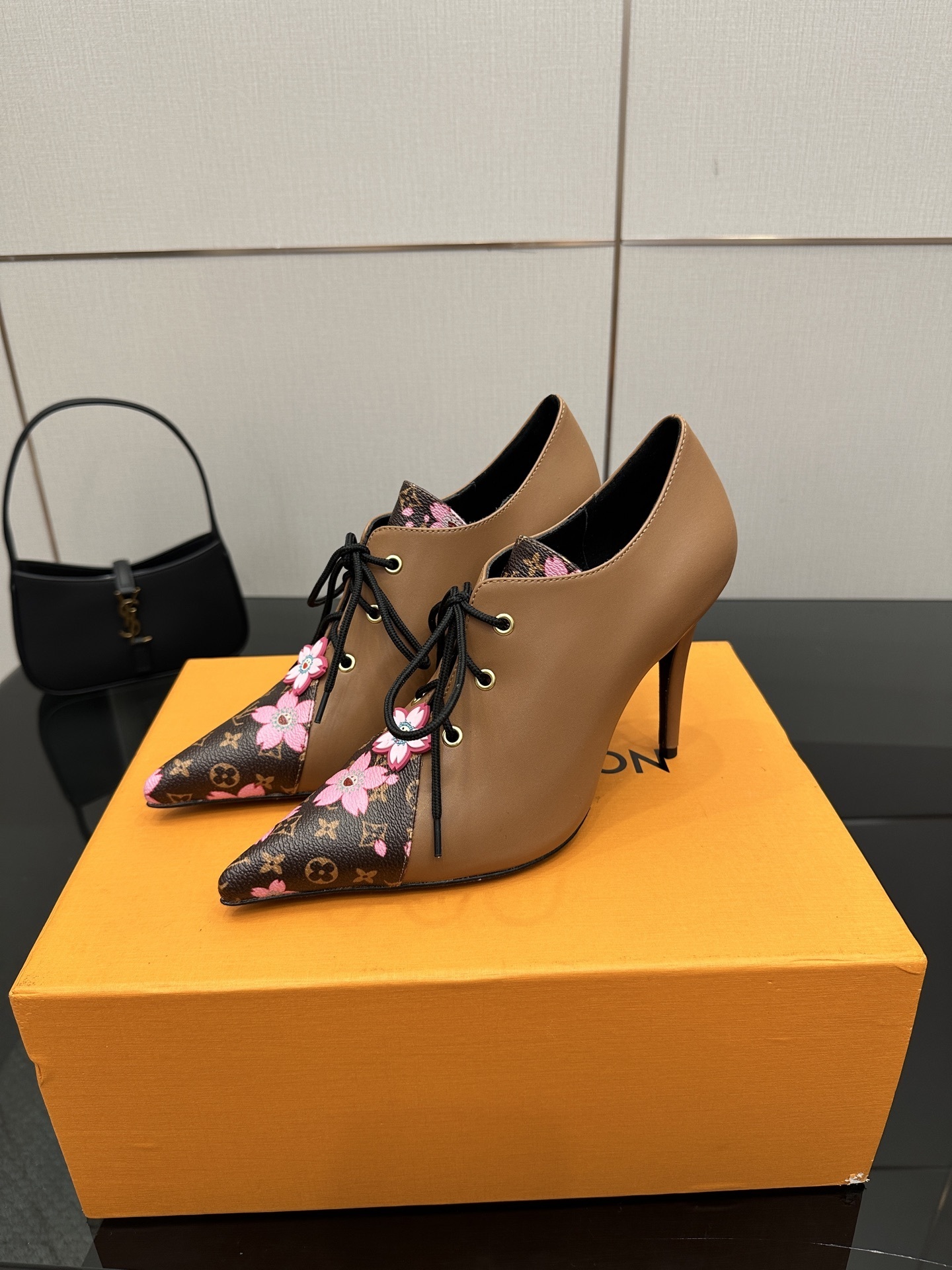 Louis Vuitton Night Bloom Brown Lace-Up Pumps - Image 8