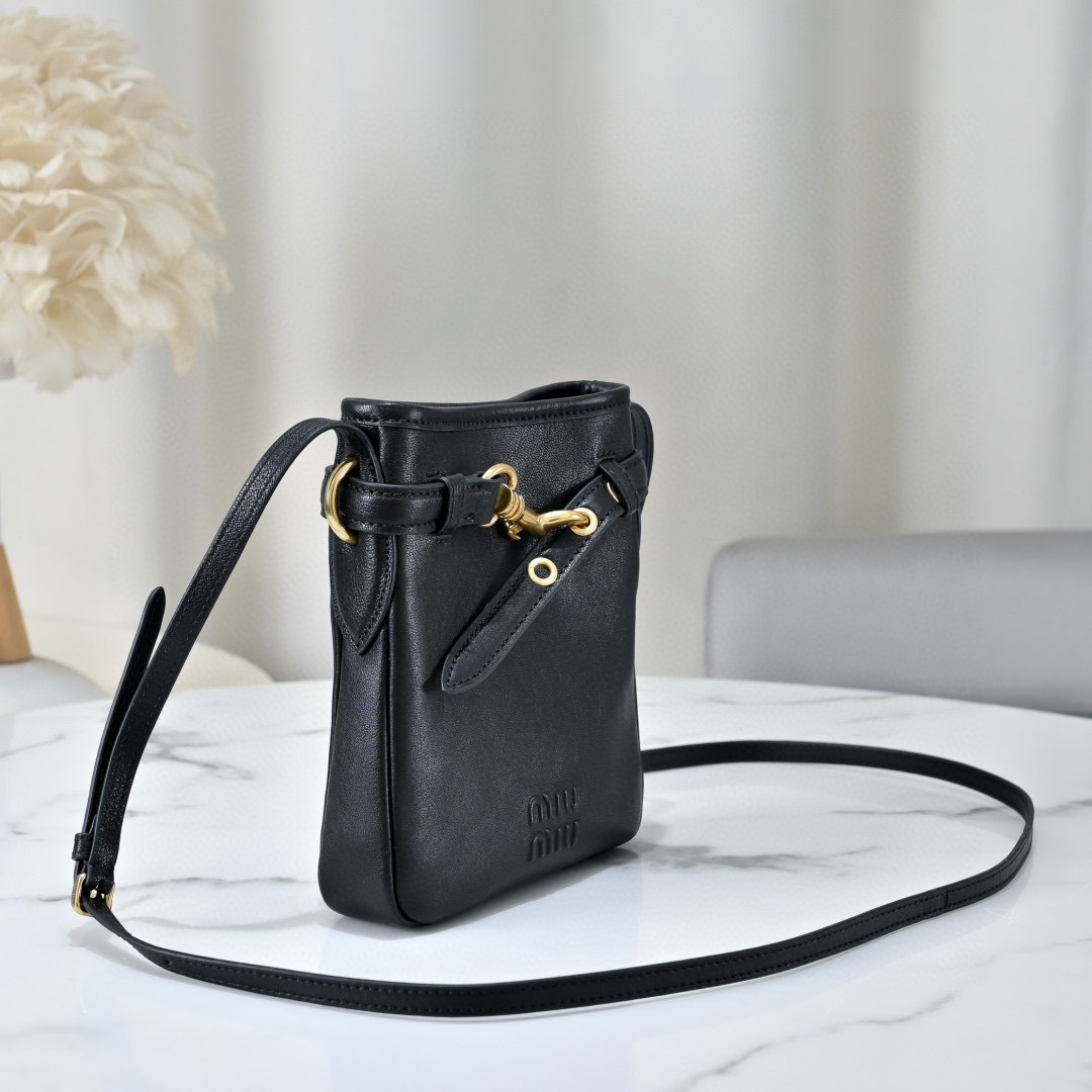 Miu Miu Black Leather Mini Crossbody Bag