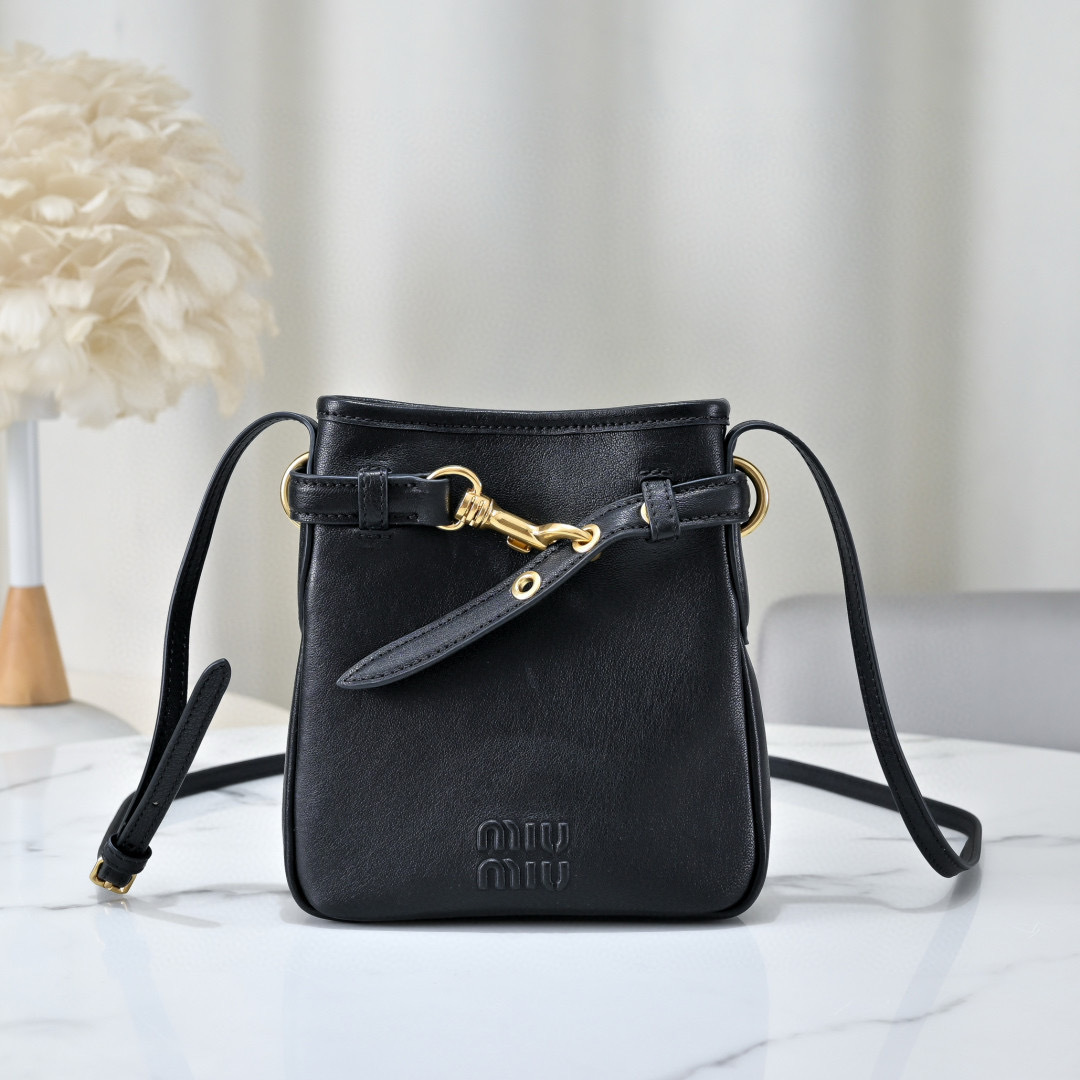 Miu Miu Black Leather Mini Crossbody Bag