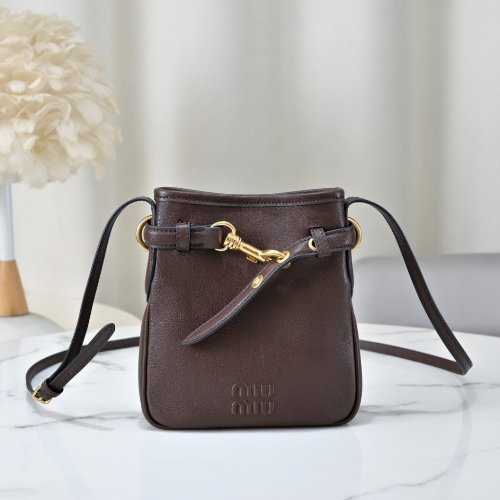 Miu Miu Brown Leather Mini Crossbody Bag